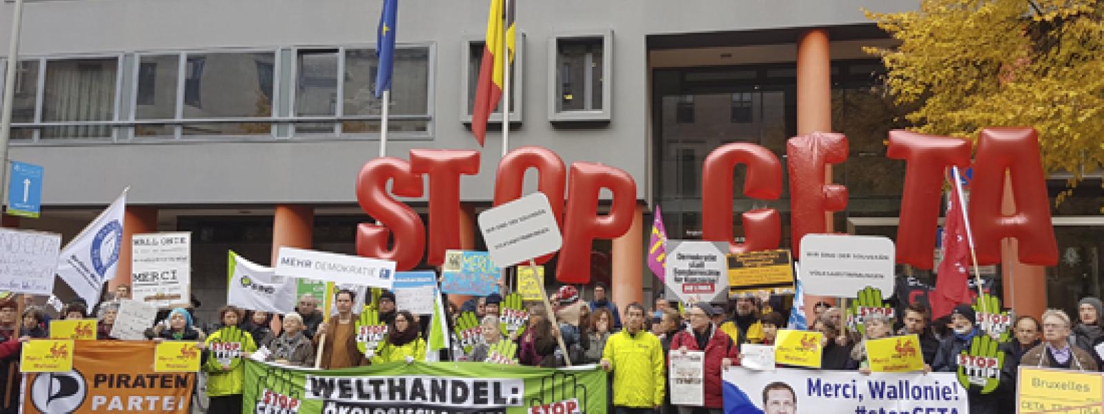 Anti-CETA-Kundgebung vor der belgischen Botschaft in Berlin